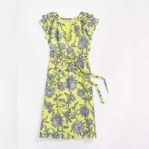 Loft Trellis Garden Ruffle Sleeve Midi Dress | XS - Fits like Small | NWT